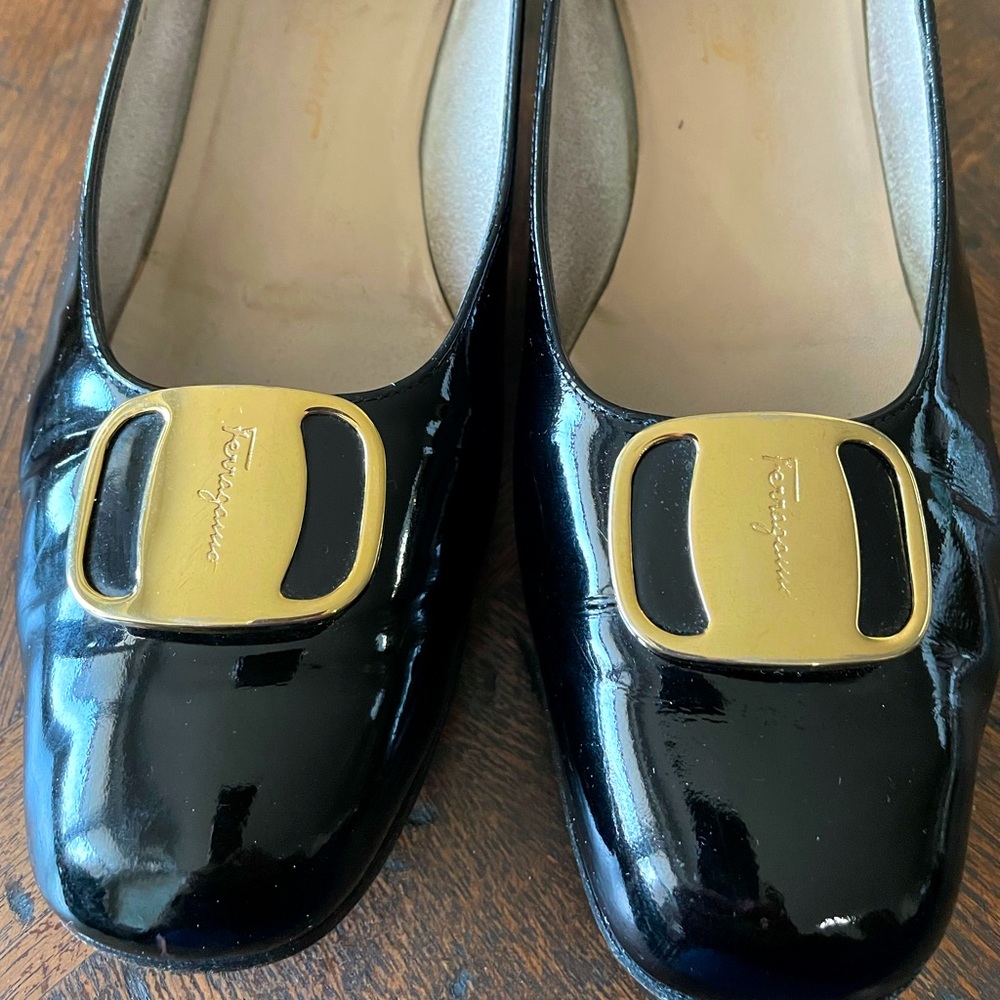 Ferragamo Classic Black Patent Pumps